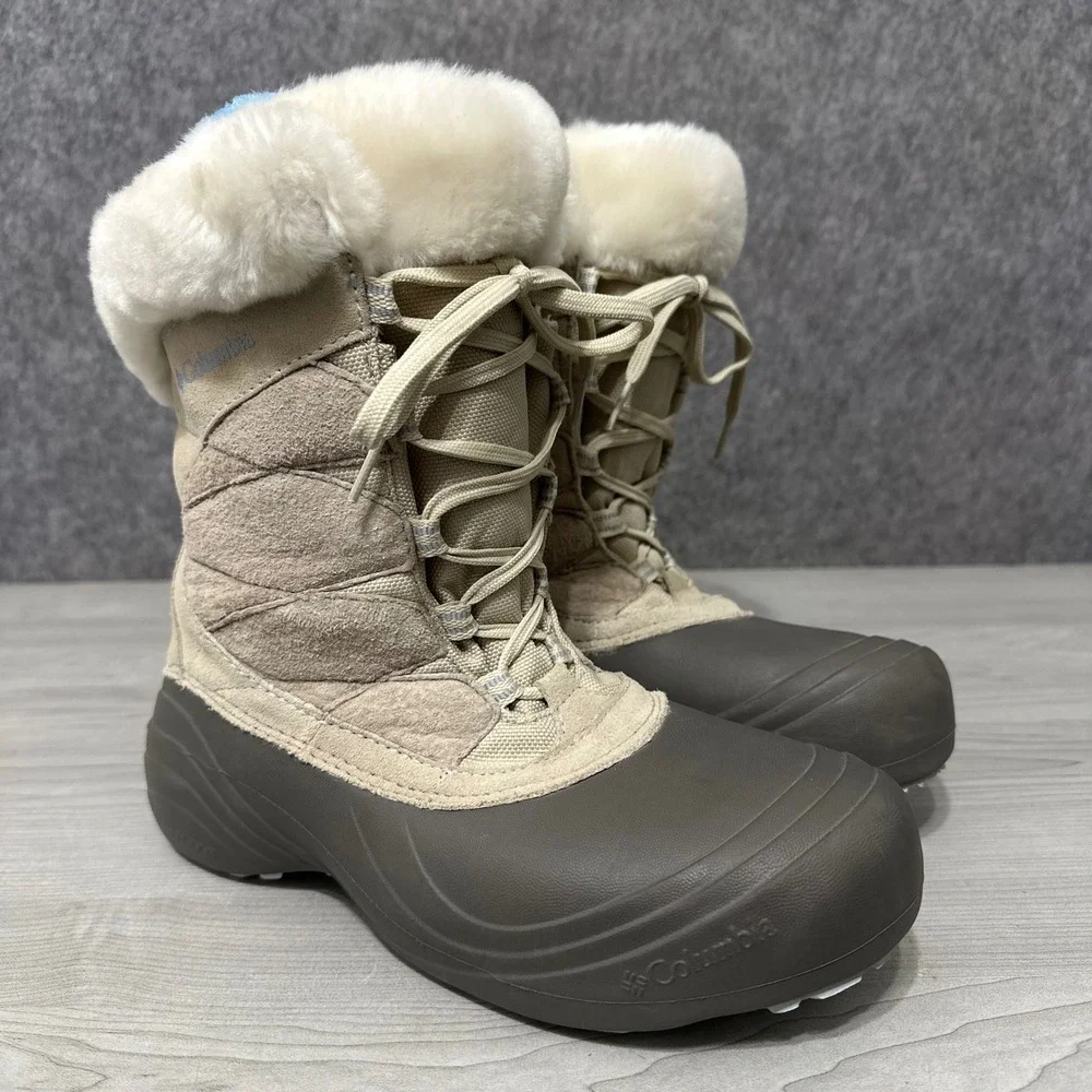 Columbia‎ Sierra Summette Winter Boots Womens 10 Tan Brown Faux Fur Suede